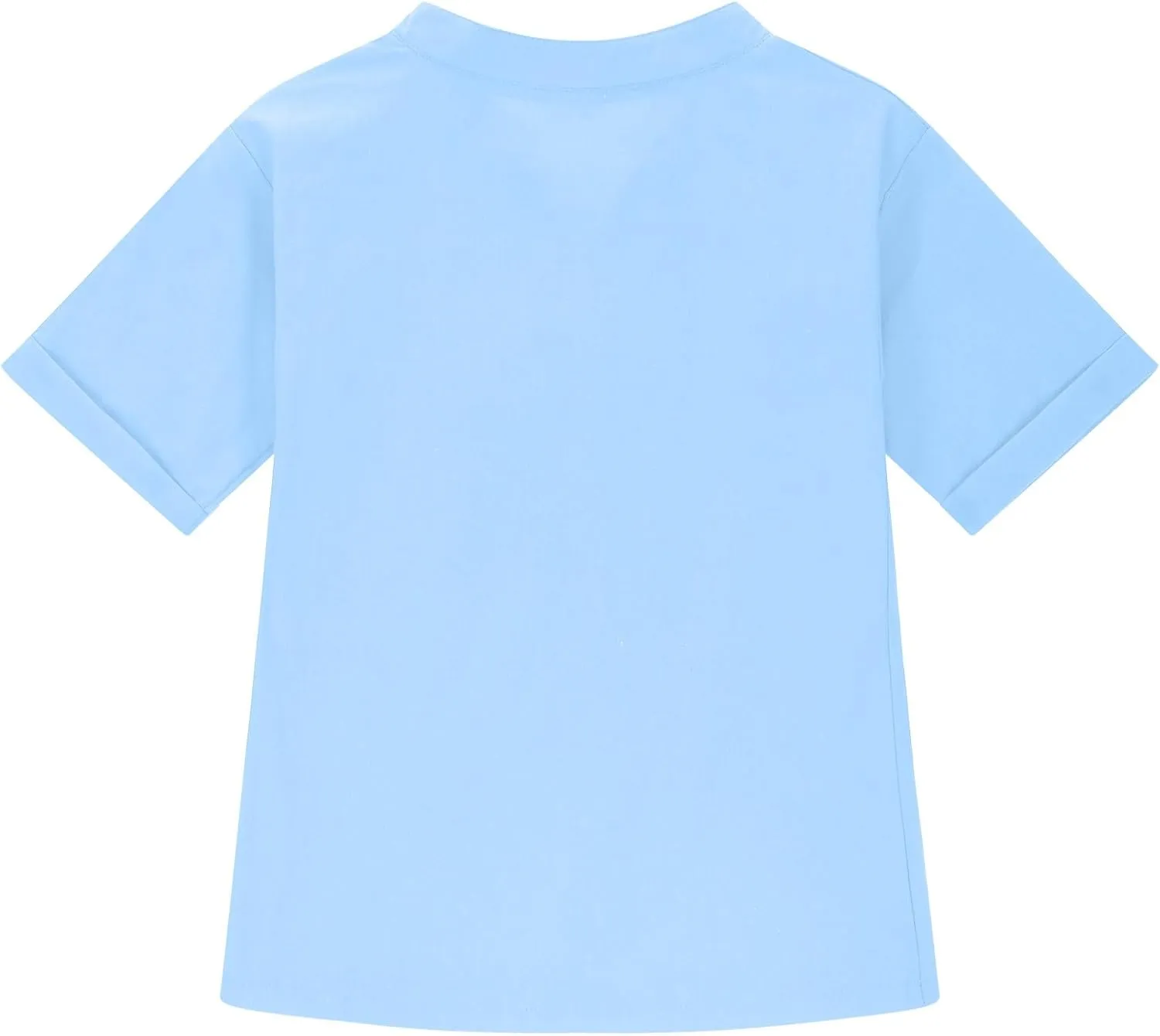 5-15T Baby Girls Linen Shirts Fashion Solid Color Short Sleeves V-Neck T-Shirts Soft Comfy Summer Blouse Tops