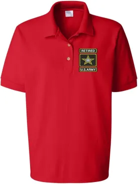 ALLNTRENDS Women's Polo T Shirt USA Retired Army Embroidered Military Polo Shirt