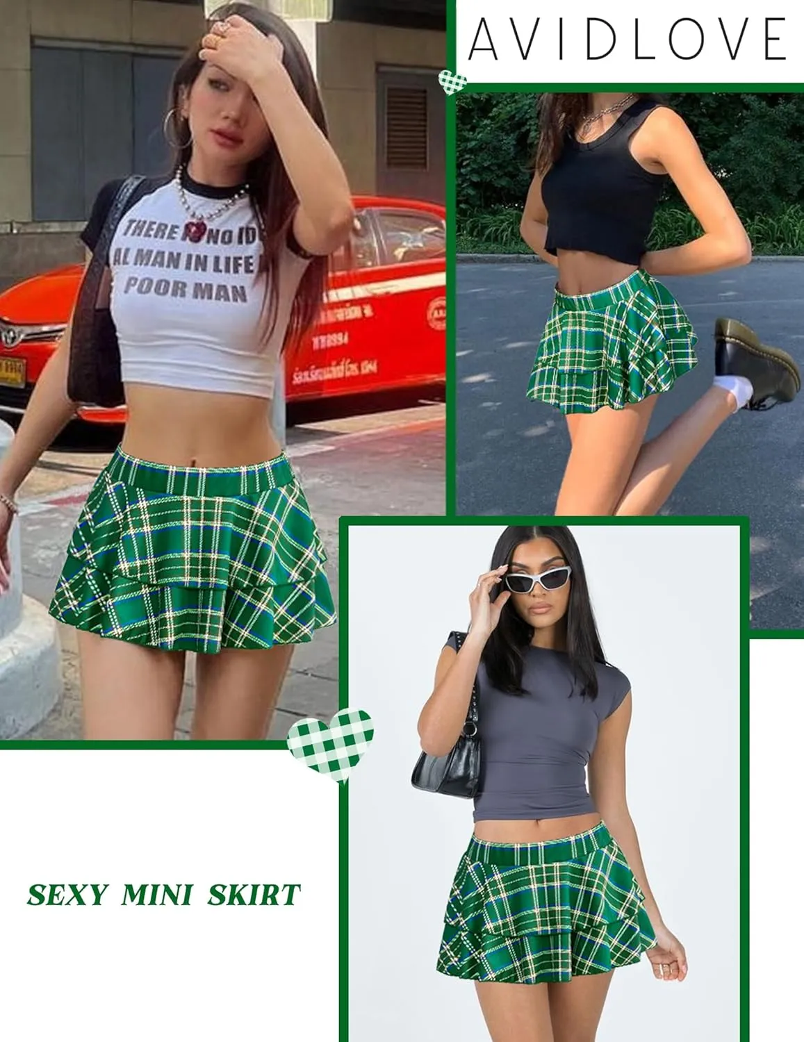Avidlove Women Pleated Mini Skirt Solid Ruffle Lingerie Skirts