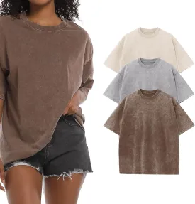 BINTEHGS Oversized Grunge Vintage t Shirts for Women Short Sleeve Cotton Casual Baggy Tees Teens Trendy Crew Neck Loose Tops