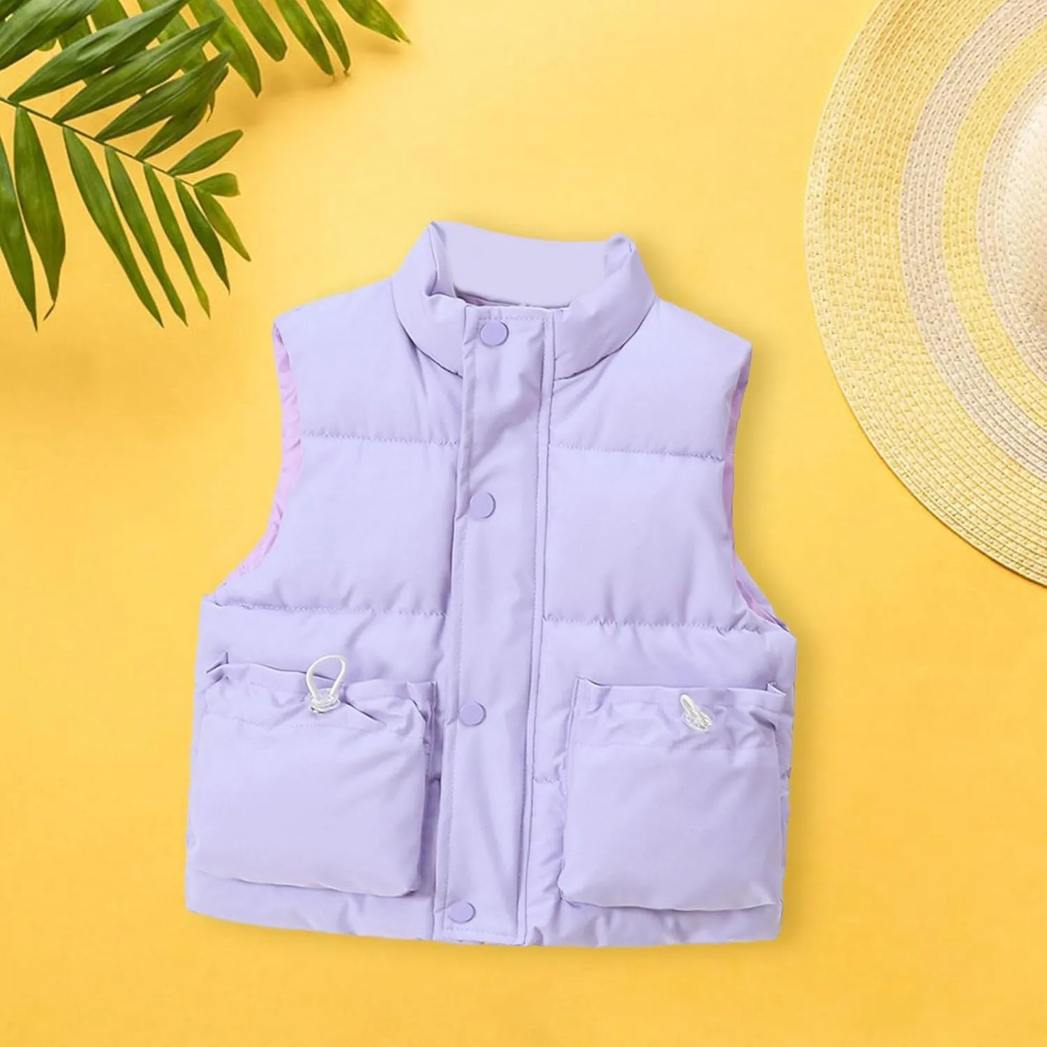 Boys and Toddler Zip Up Puffer Vest Winter Sleeveless Jacket Solid Color Outerwear Coat for Girls Warm Padded Jacket