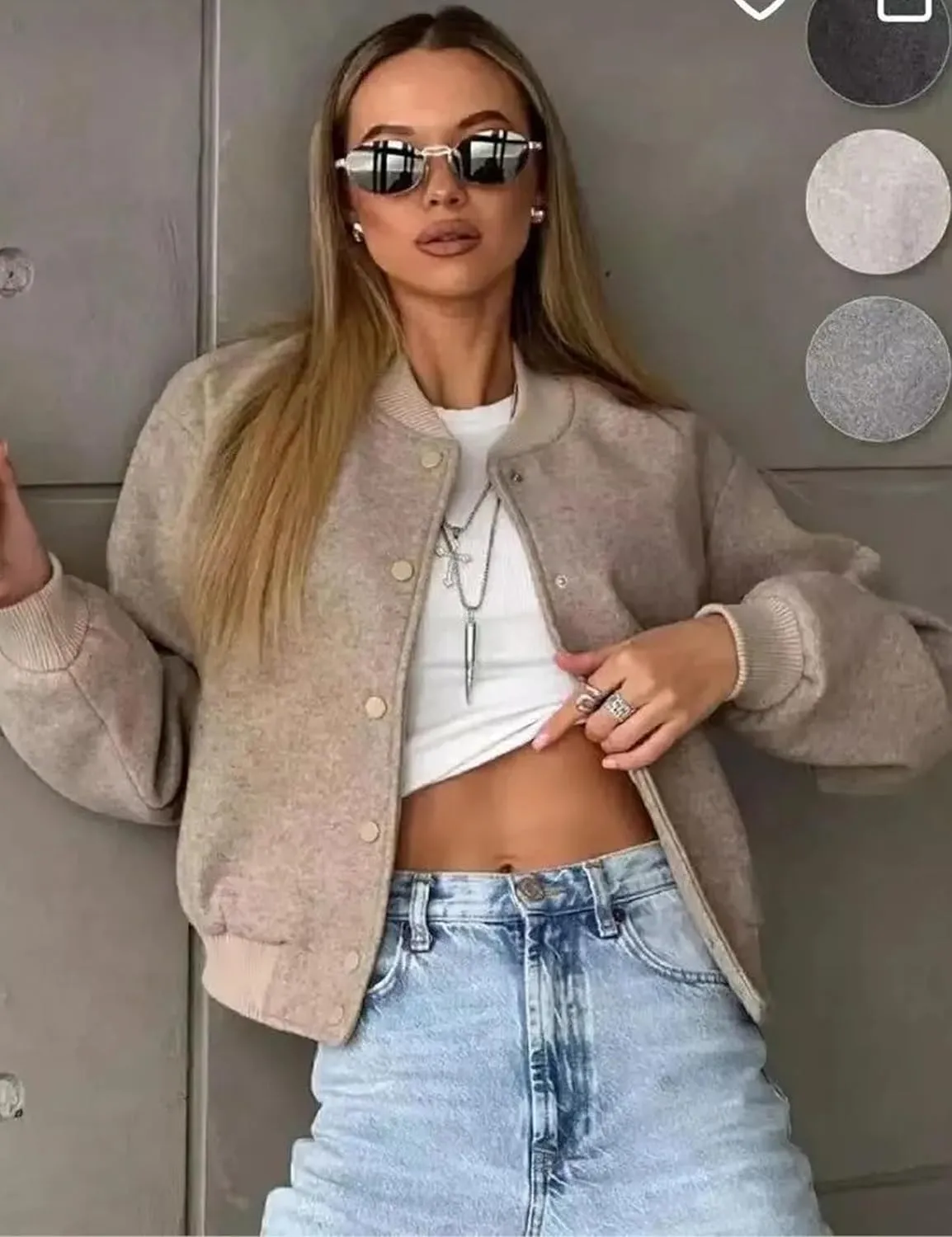 Cropped Bomber Jackets for Womens Long Sleeve Button Down Crop Shacket Jacket Tops