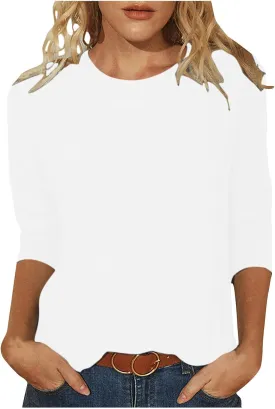 Custom 3/4 Sleeve T Shirts for Women Design Your Own Shirt Add Text/Image/Logo Personalized Tee Printed Photo Front