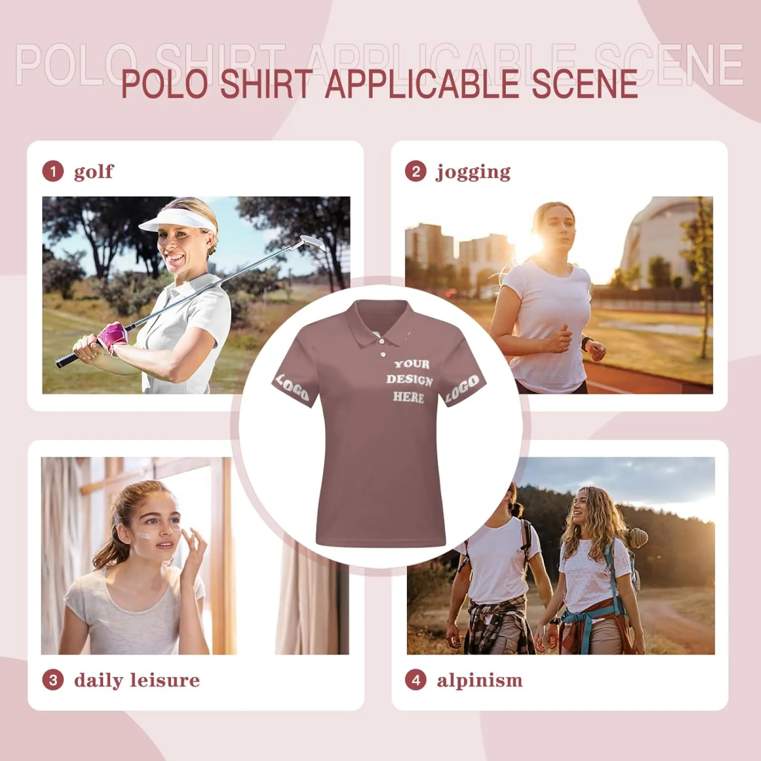 Custom Polo Shirt for Women Your Design Here Logo Work Shirt Personalized Short Sleeve T-Shirt for Sports Tennis