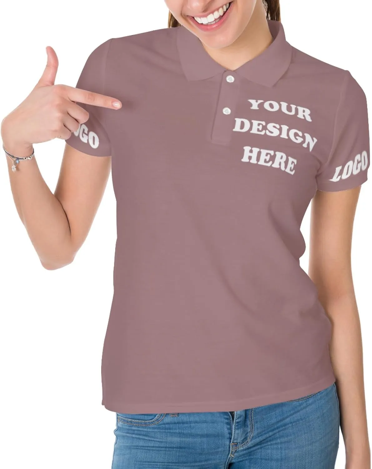 Custom Polo Shirt for Women Your Design Here Logo Work Shirt Personalized Short Sleeve T-Shirt for Sports Tennis