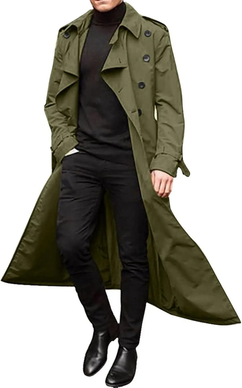 FONMA Trench Coat Men Winter Slim Coat Trench Lapel Long Jacket Double Breasted Overcoat Soft Elegant windbreaker