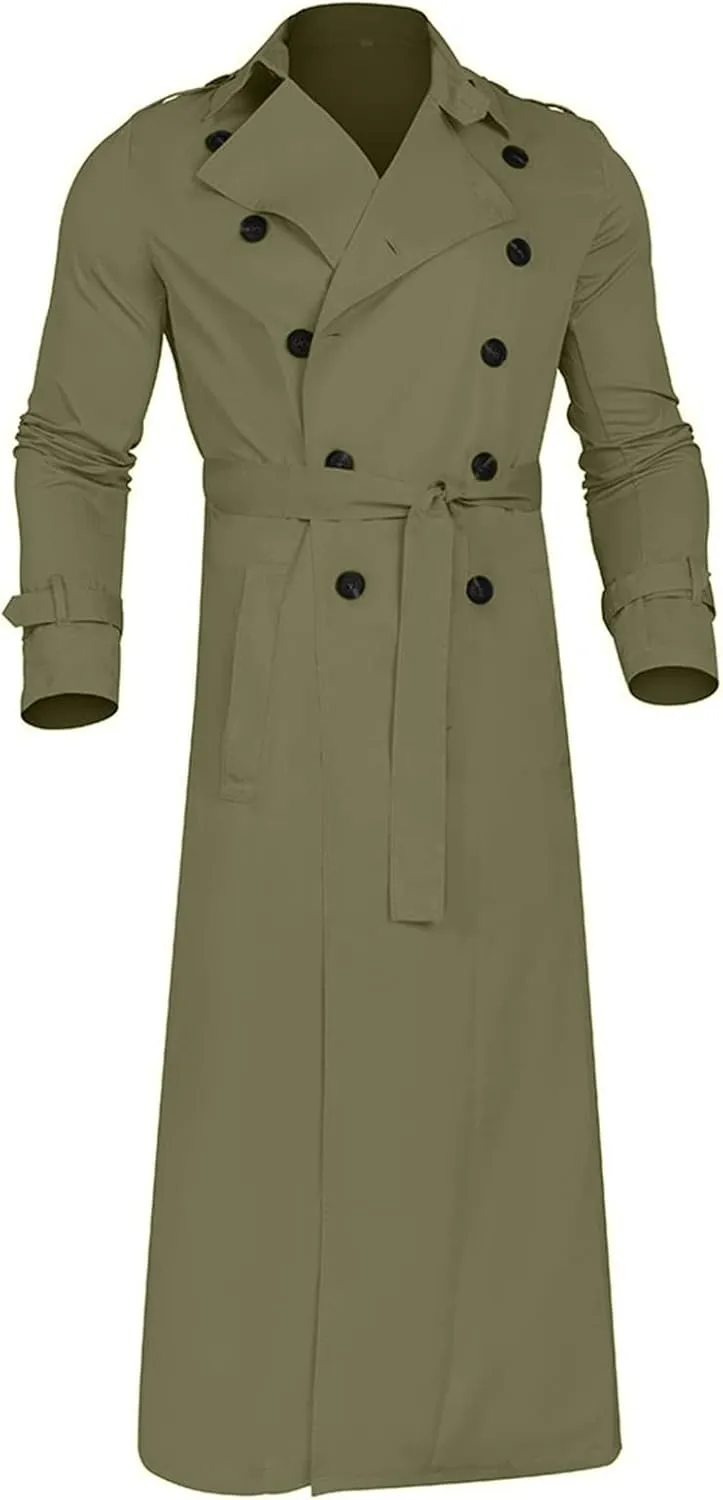 FONMA Trench Coat Men Winter Slim Coat Trench Lapel Long Jacket Double Breasted Overcoat Soft Elegant windbreaker