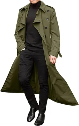 FONMA Trench Coat Men Winter Slim Coat Trench Lapel Long Jacket Double Breasted Overcoat Soft Elegant windbreaker