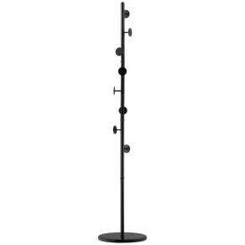 Homcom Slimline Metal Coat Stand With Round Hooks - Black