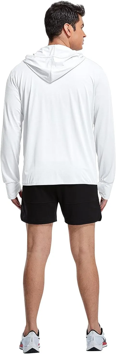 Jusfitsu Men's UPF 50  Sun Protection Hooded Jacket UV Shirt Long Sleeve SPF Quick Dry for Fishing Hiking Workout