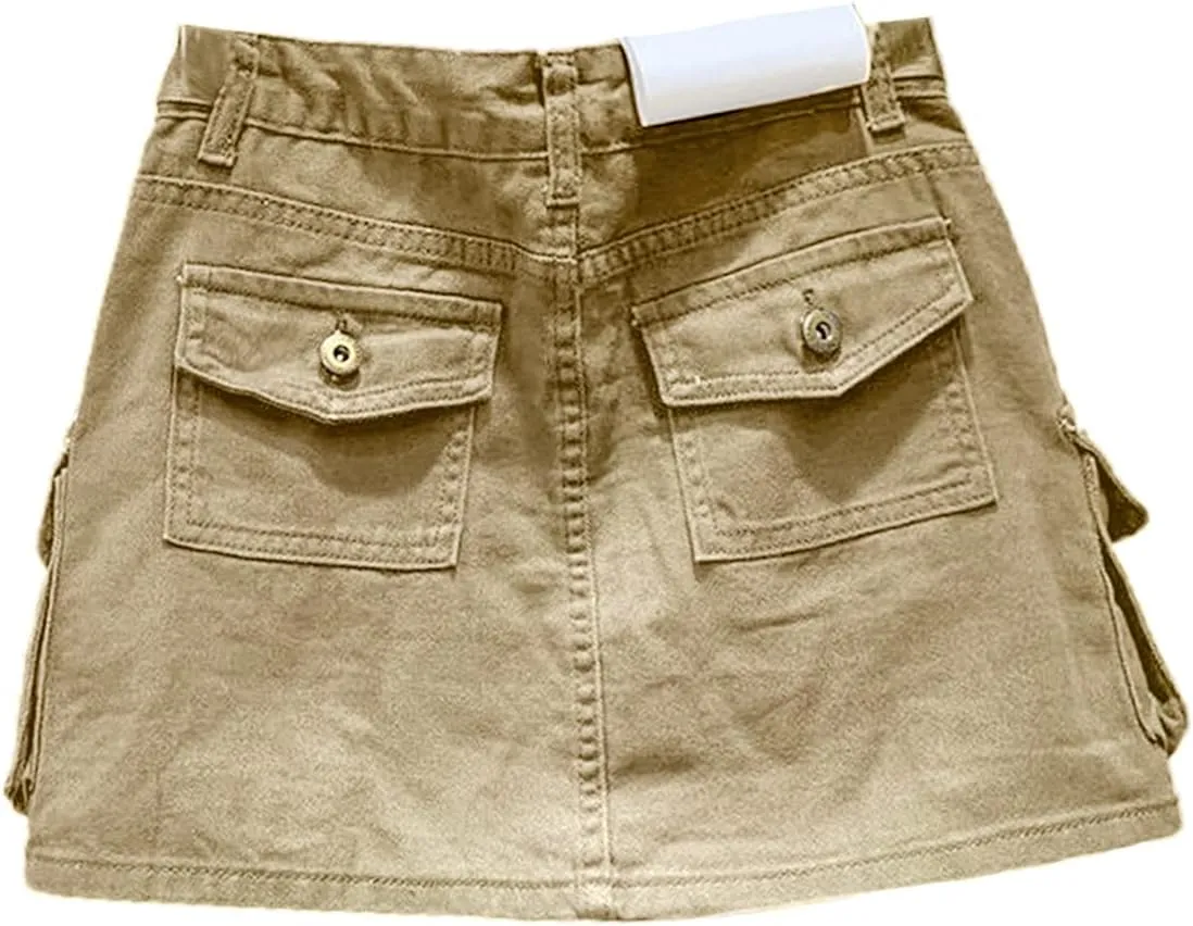 Kinghua Womens Mini Cargo Skirt Low Waist Y2k Short Denim Jean Skirt