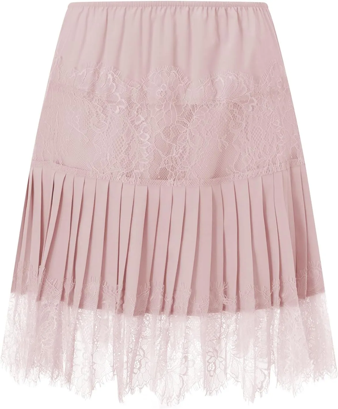 lisenraIn Women Mini Slip Skirt Lace Trim Pleated Lace Underskirt Y2K Summer Cute Tiered Flowy Ruffle Short Skirt