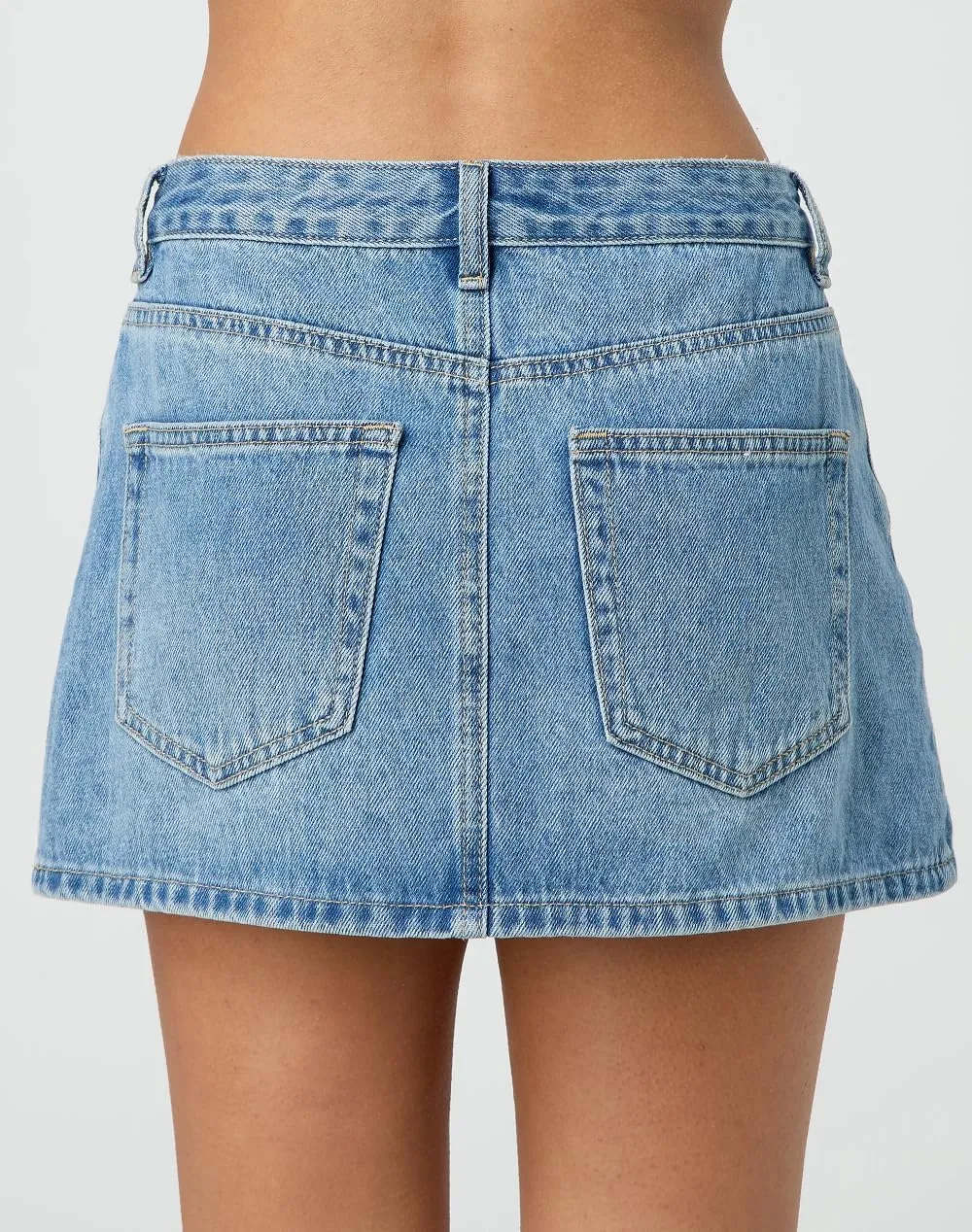 Luckinbaby Women Blue Denim Skirt Y2k Casual Low Waist Mini Jean Skirt Stretch Bodycon Low Rise Cargo Skirt with Pockets