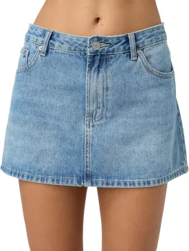 Luckinbaby Women Blue Denim Skirt Y2k Casual Low Waist Mini Jean Skirt Stretch Bodycon Low Rise Cargo Skirt with Pockets