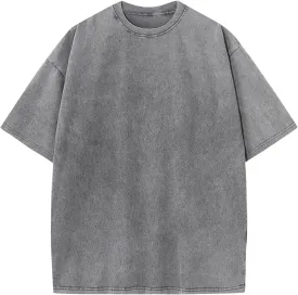 Men Oversized Cotton T Shirts Acid Washed Vintage Unisex Tee Loose Fit Short Sleeve Casual Streetwear Baggy Basic Tops