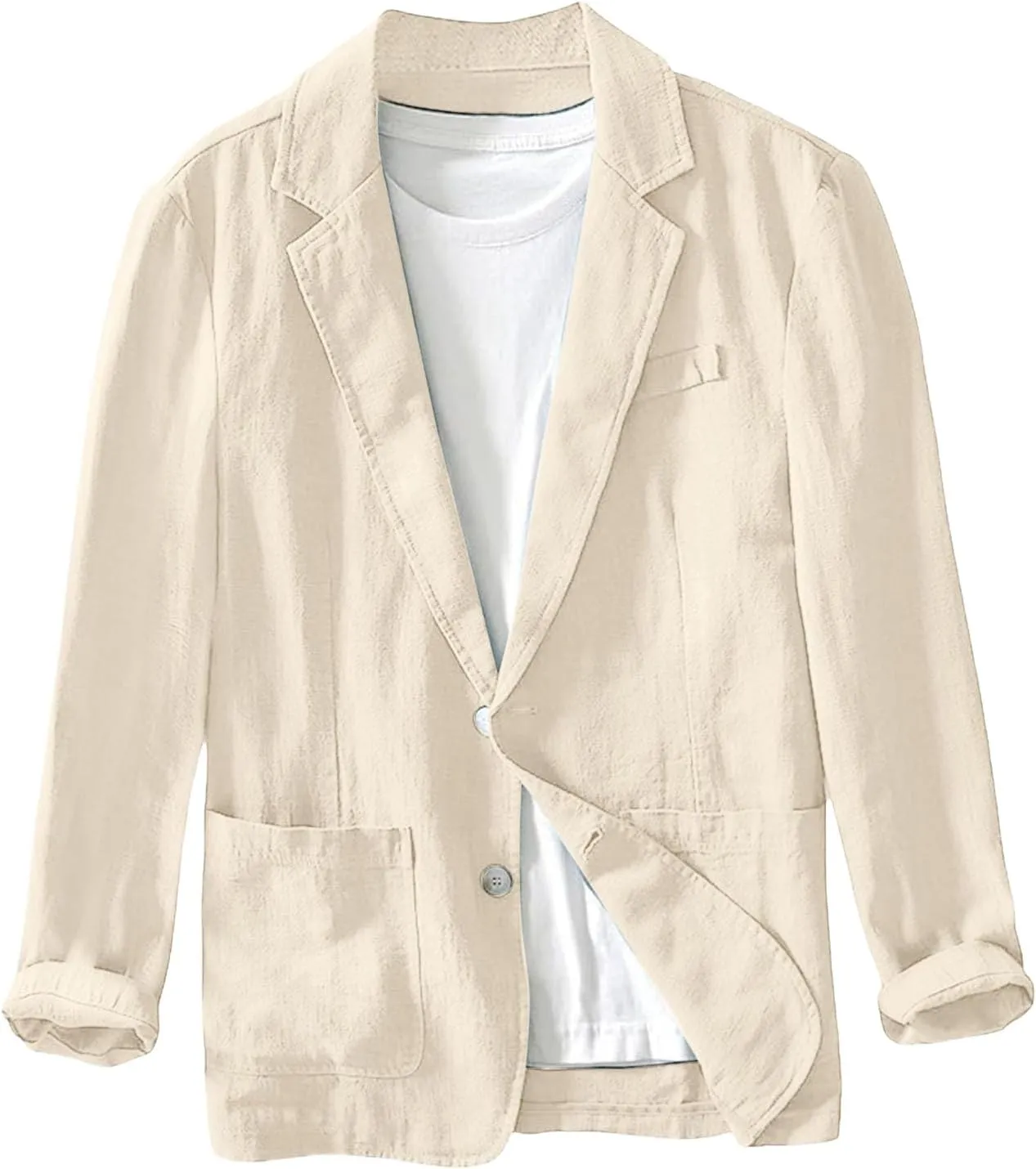 Men's Casual Cotton Linen Blazer Jacket Lightweight Sports Coats Regular Fit Two Buttons Blazers Jackets for Men