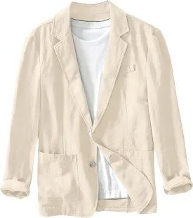 Men's Casual Cotton Linen Blazer Jacket Lightweight Sports Coats Regular Fit Two Buttons Blazers Jackets for Men