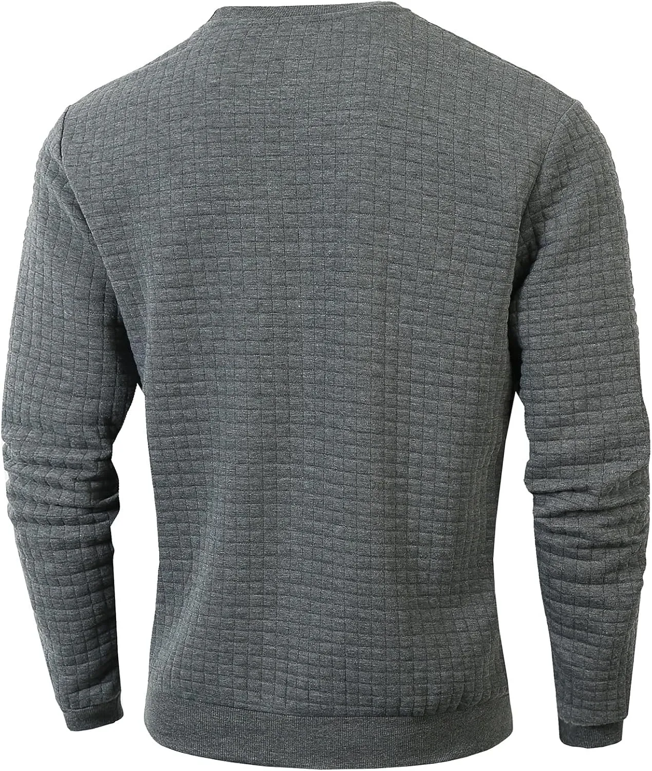 Mens Crewneck Pullover Sweatshirt Waffle Textured Long Sleeve Knitted Sweatshirts for Men