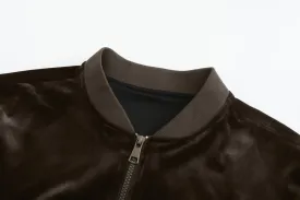 Mens Faux Suede Bomber Jacket Varsity Jacket Windbreaker Vintage Casual Lightweight Leather Coats Jackets