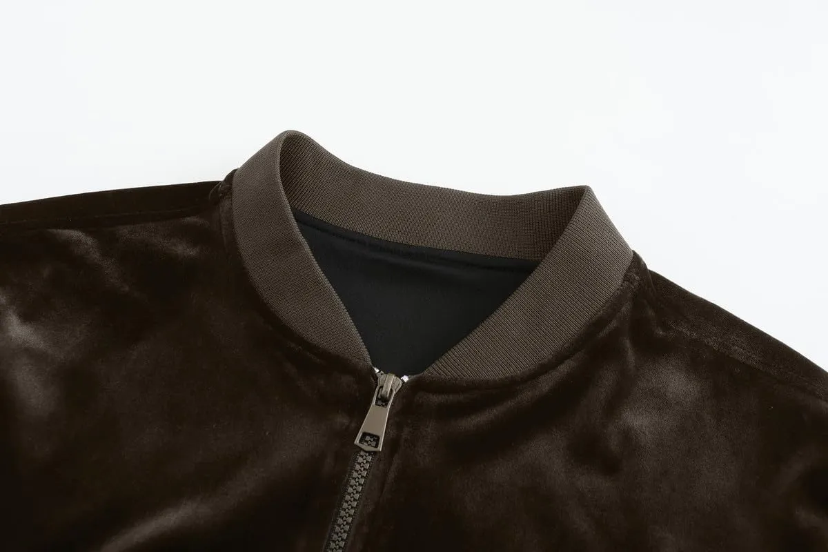 Mens Faux Suede Bomber Jacket Varsity Jacket Windbreaker Vintage Casual Lightweight Leather Coats Jackets