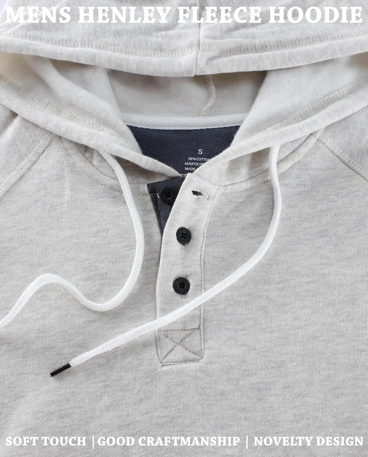 Mens Hoodies Casual Long Sleeve Pullover Sweatshirt Fashion Drawstring Henley Shirts with Kanga Pocket
