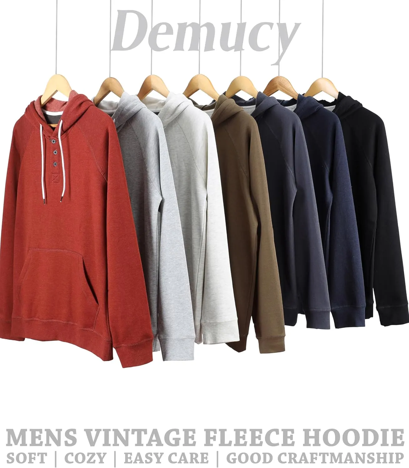 Mens Hoodies Casual Long Sleeve Pullover Sweatshirt Fashion Drawstring Henley Shirts with Kanga Pocket
