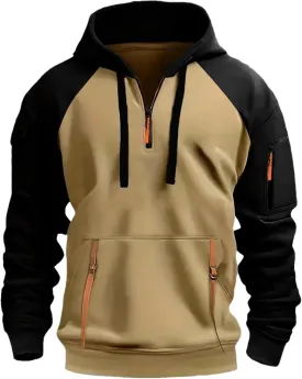 Mens Hoodies Pullover Casual Long Sleeve Waffle Hooded Sweatshirt Fashion Hoodie with Kanga Pocket