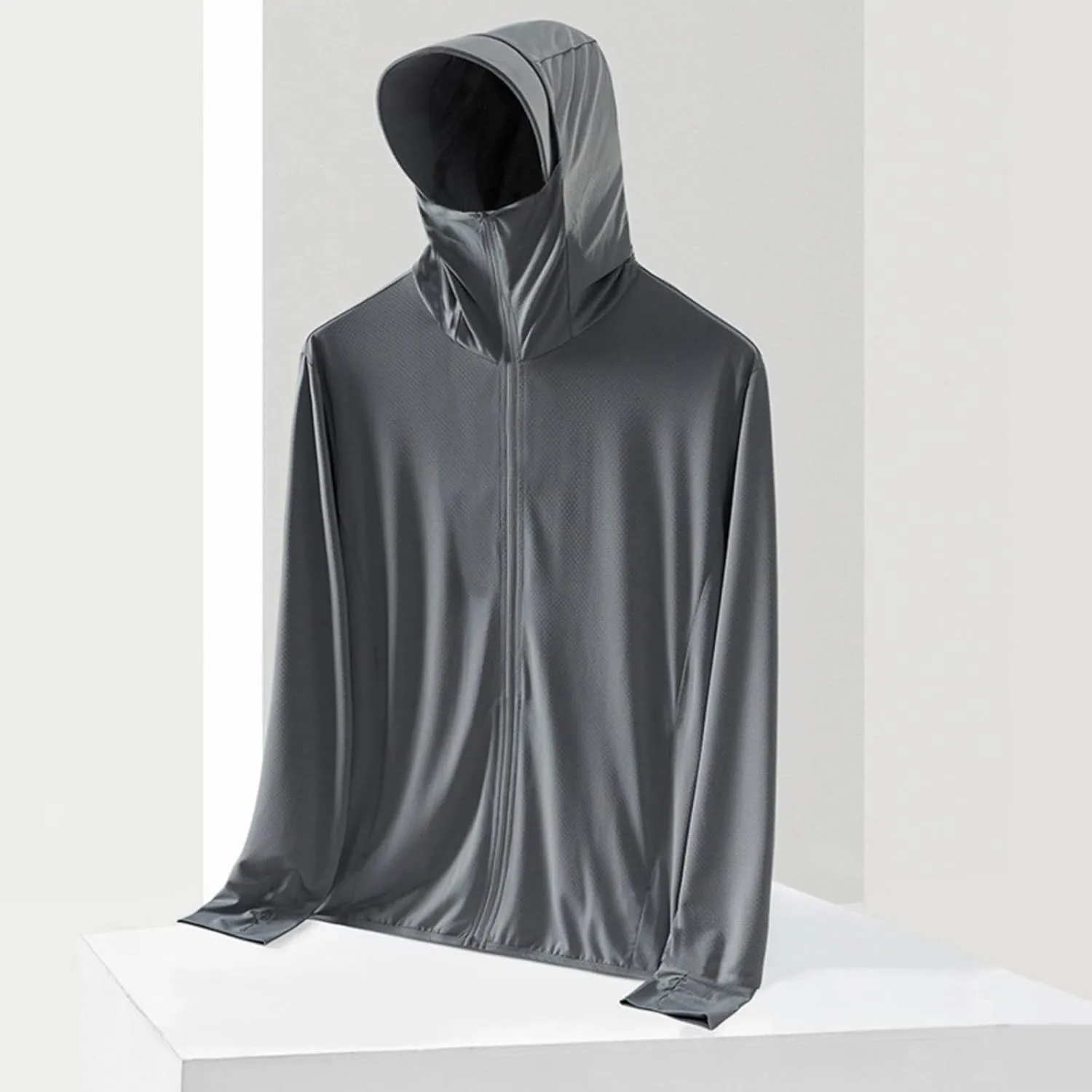 Men's UPF 50  Lightweight Jacket Full Zip Sun Protection Hoodie Long Sleeve Hiking Fishing Sun Shirts with Pockets