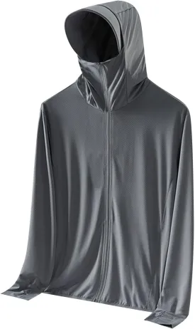 Men's UPF 50  Lightweight Jacket Full Zip Sun Protection Hoodie Long Sleeve Hiking Fishing Sun Shirts with Pockets