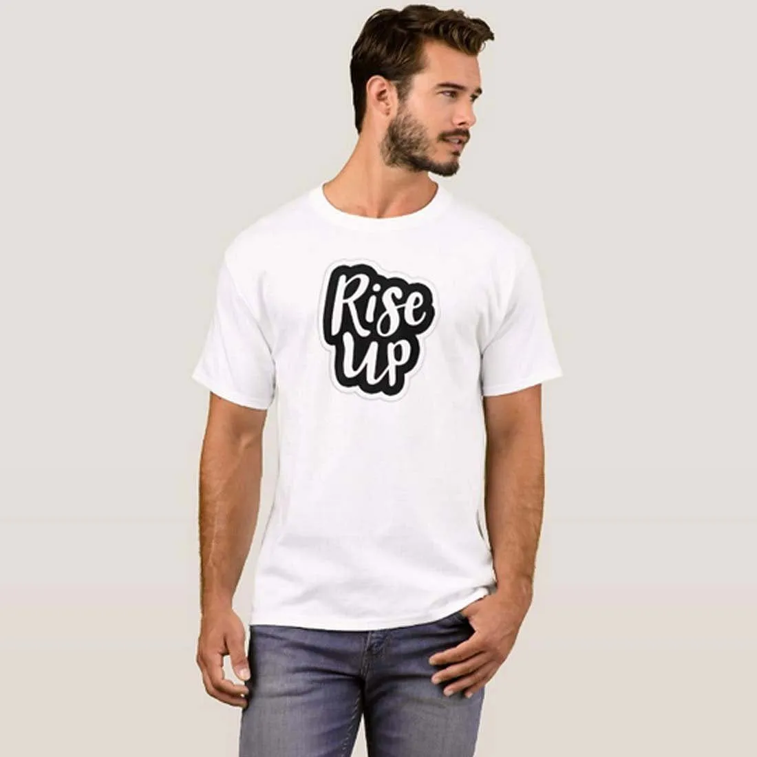 Nutcase Designer Round Neck Men's T-Shirt Wrinkle-Free Poly Cotton Tees - Rise Up