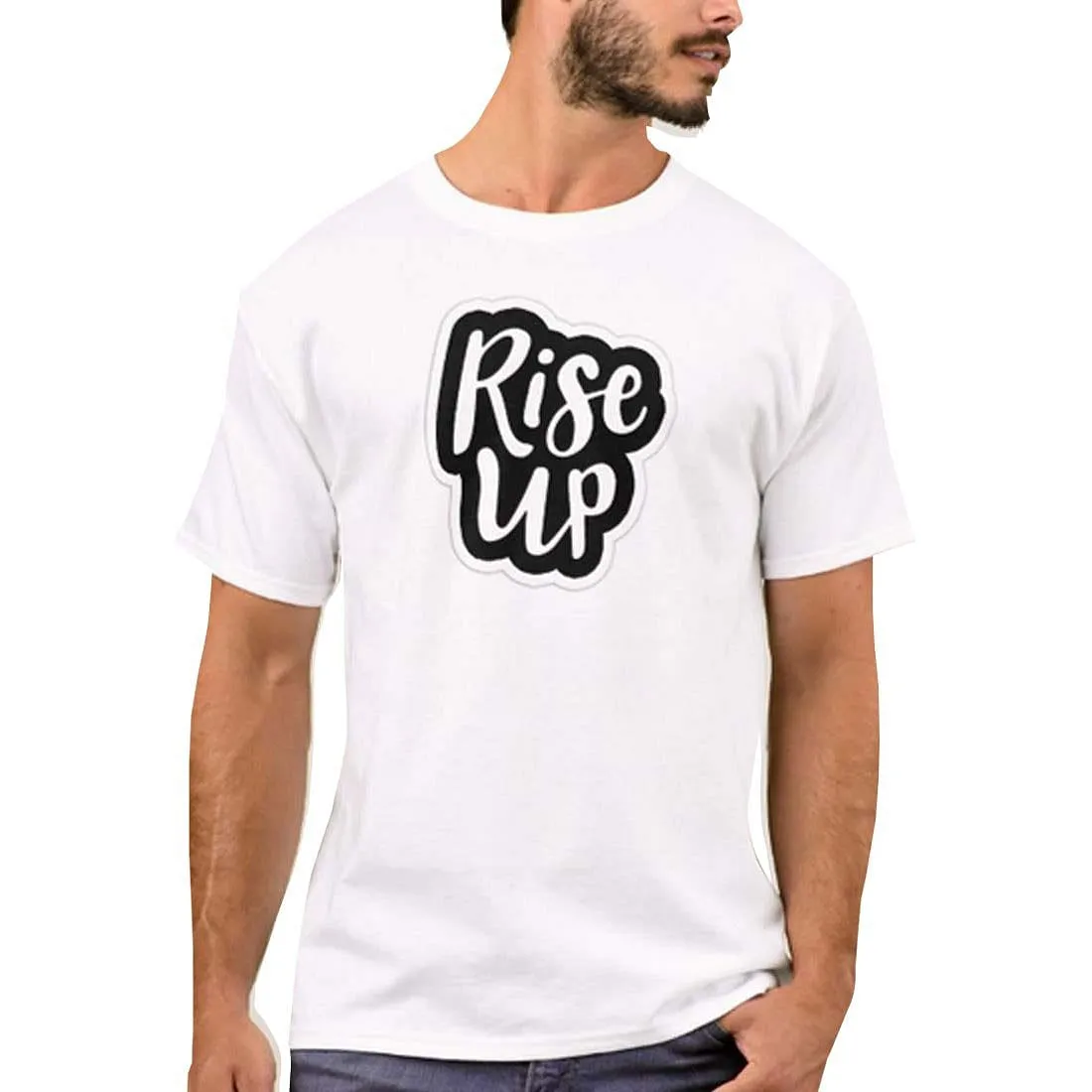 Nutcase Designer Round Neck Men's T-Shirt Wrinkle-Free Poly Cotton Tees - Rise Up
