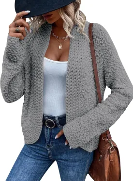 PRETTYGARDEN Open Front Fall Lightweight Cardigan Sweaters for Women Trendy 2025 Popcorn Knit Cardigans Cute Sweater