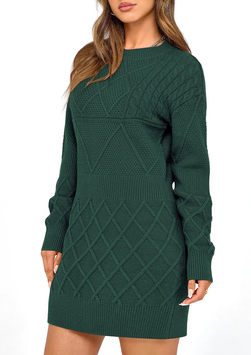 PRETTYGARDEN Women's Winter Long Sleeve Short Sweater Dress Chunky Ribbed Knit Tunic Pullover Oversized Fall Sweaters