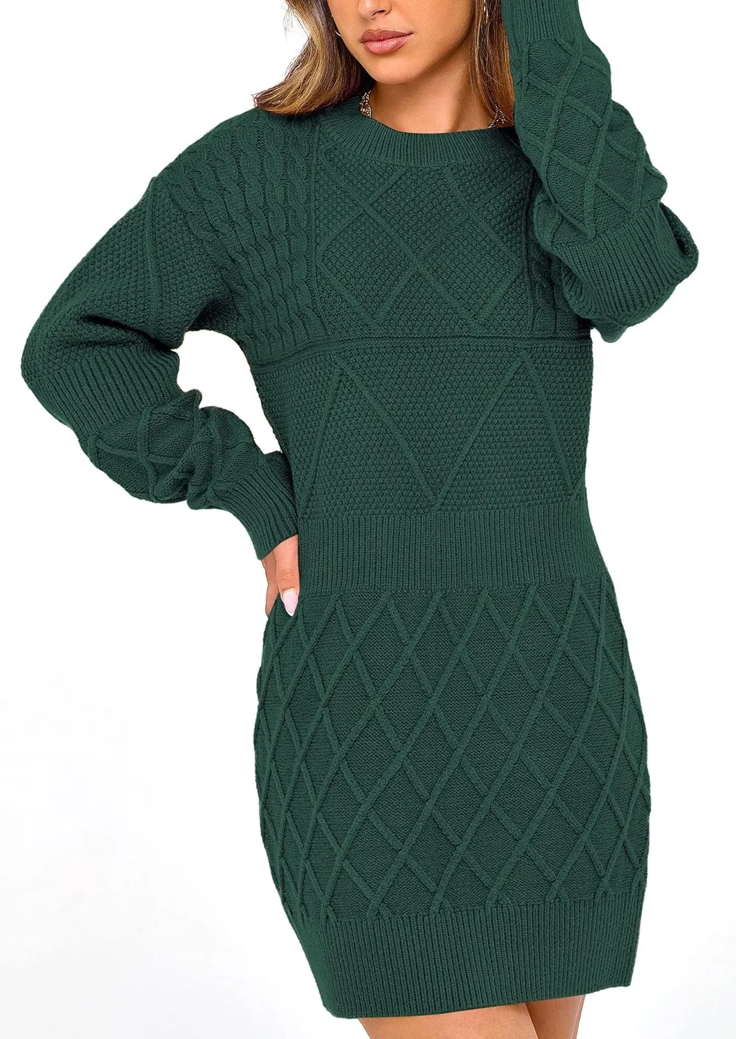 PRETTYGARDEN Women's Winter Long Sleeve Short Sweater Dress Chunky Ribbed Knit Tunic Pullover Oversized Fall Sweaters