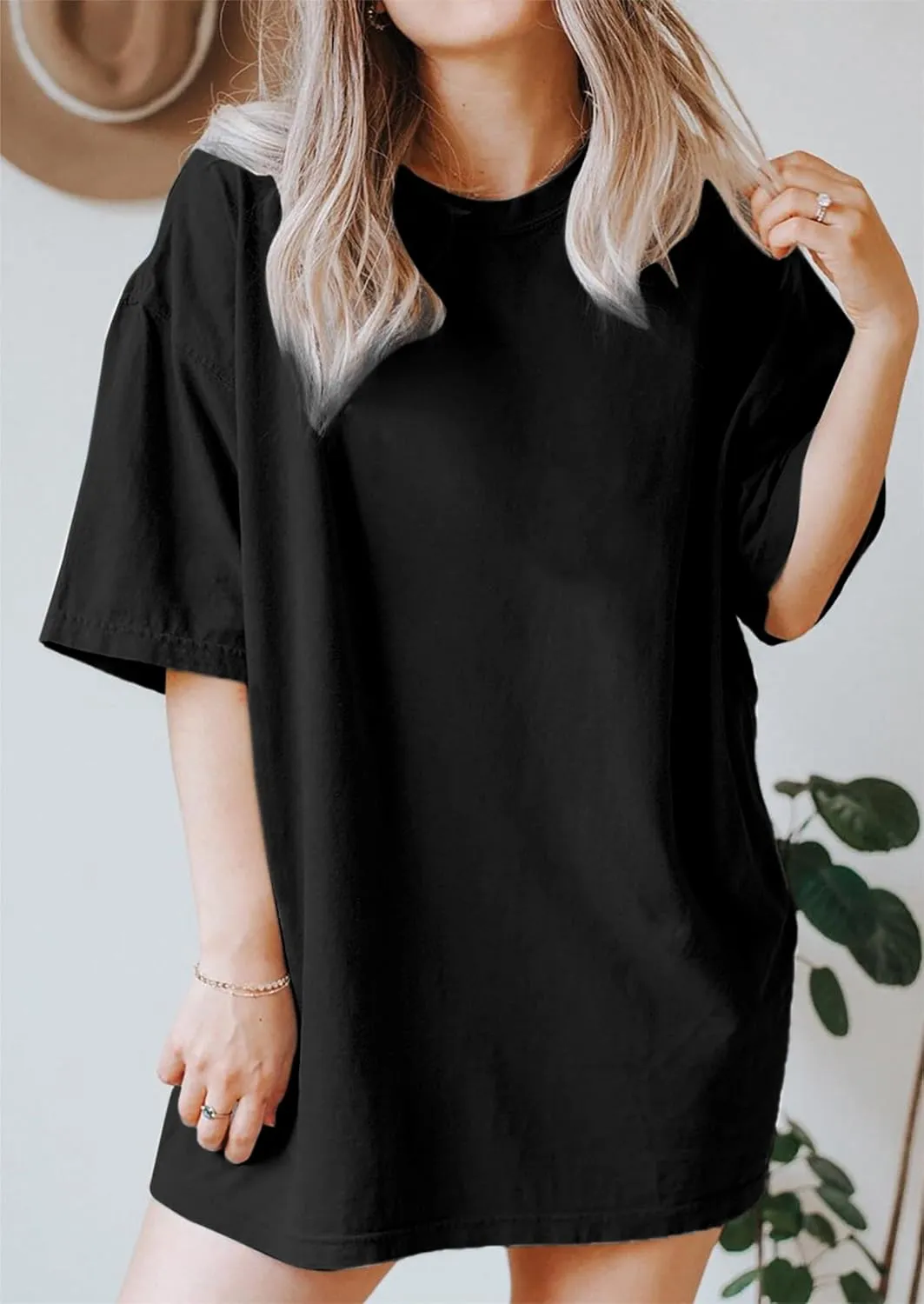 Remidoo Women's Back Graphic Oversized T Shirt Short Sleeve Tee Crewneck Casual Top