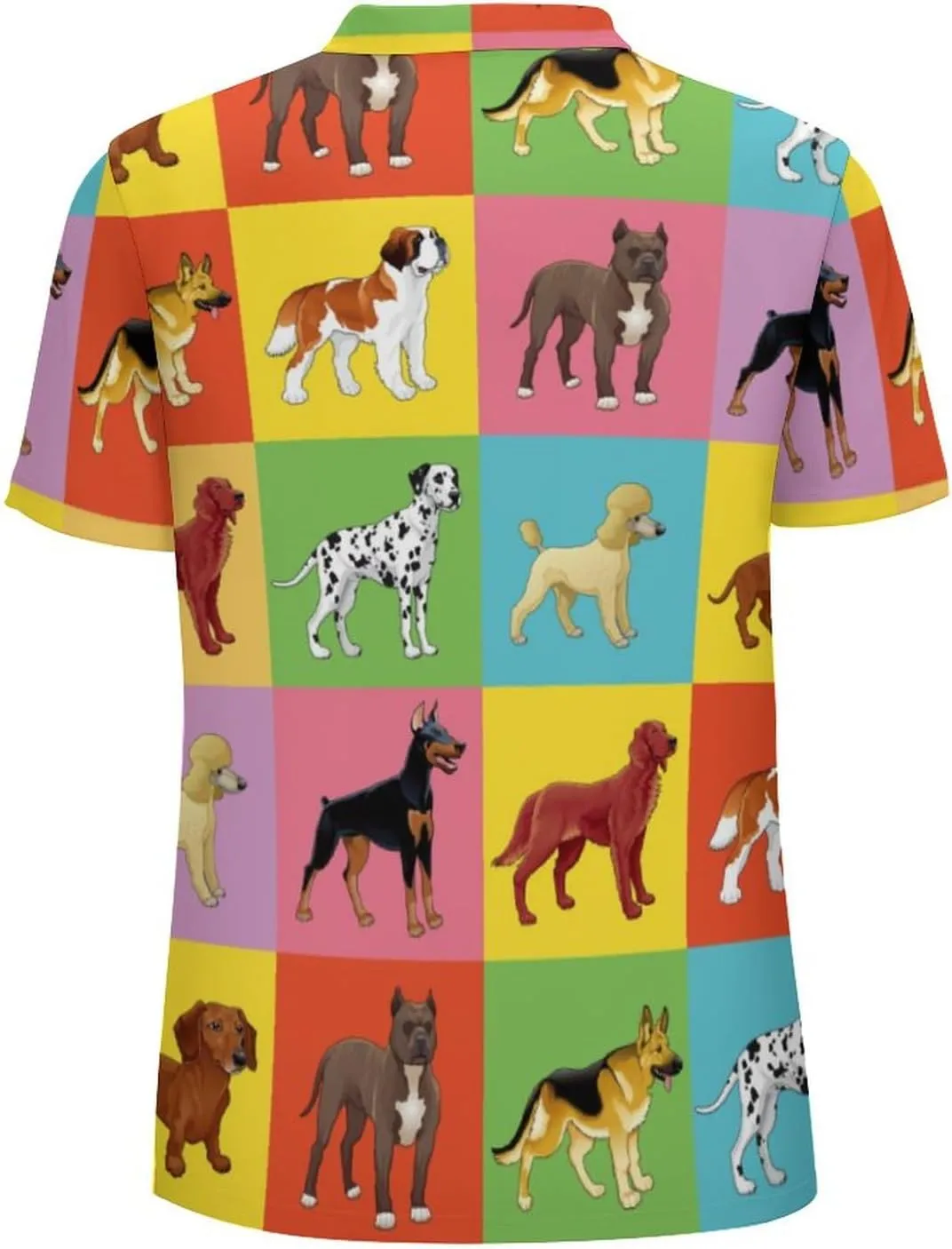 Set of Dog Golf Polo Shirts for Men Quick Dry Short Sleeve Graphic Tee Top
