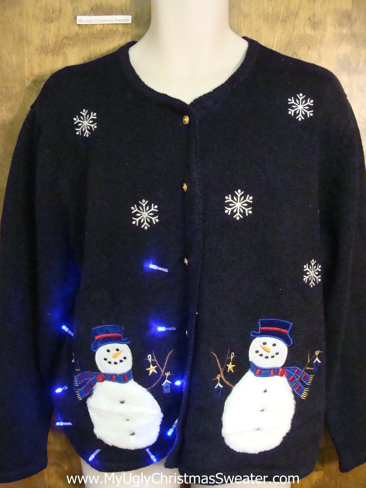 Snowman Couple Twins Light Up Ugly Xmas Sweater