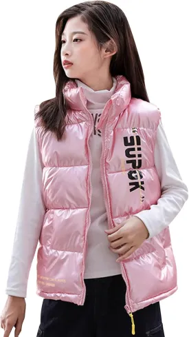 Toddler Boys Girls Autumn Winter Jacket Hooded Zip Sleeveless Jacket Winter Coat Cute Puff Lined Gilet