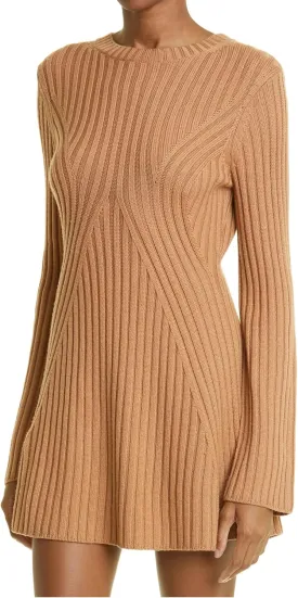 Ugerlov Women's 2024 Trendy Fall Long Sleeve Sweater Dress Round Neck Pullover Sweater Ribbed Knit Mini Dress