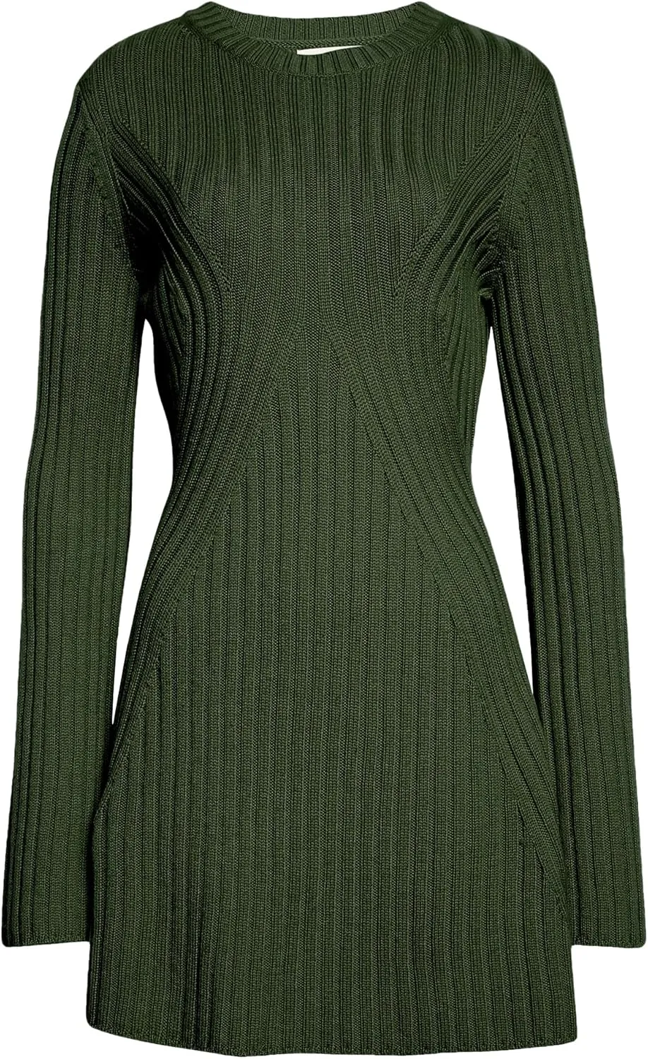 Ugerlov Women's 2024 Trendy Fall Long Sleeve Sweater Dress Round Neck Pullover Sweater Ribbed Knit Mini Dress