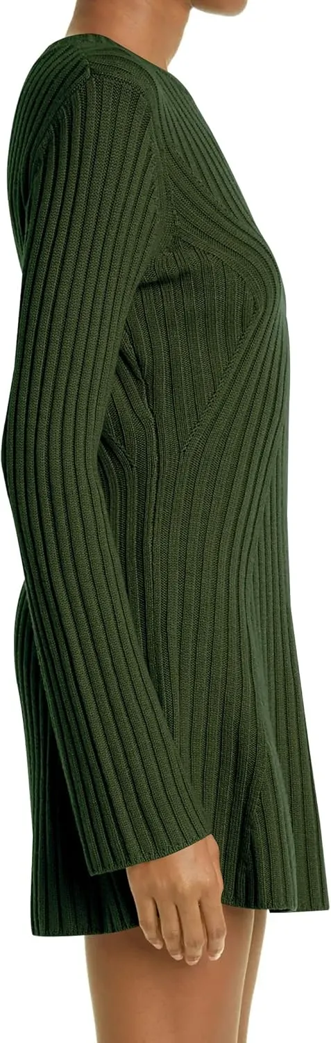 Ugerlov Women's 2024 Trendy Fall Long Sleeve Sweater Dress Round Neck Pullover Sweater Ribbed Knit Mini Dress