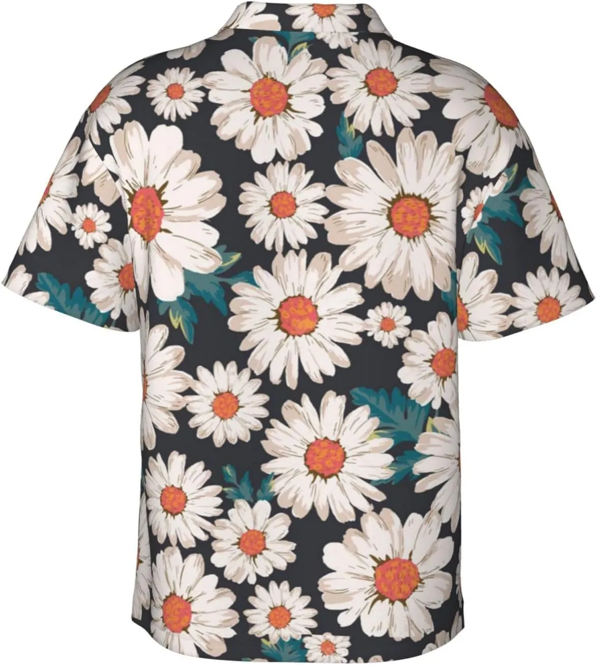 Vintage Sunflower Black Background Mens Hawaiian Shirt Short Sleeve Casual Button Up Tropical Summer Beach Shirt