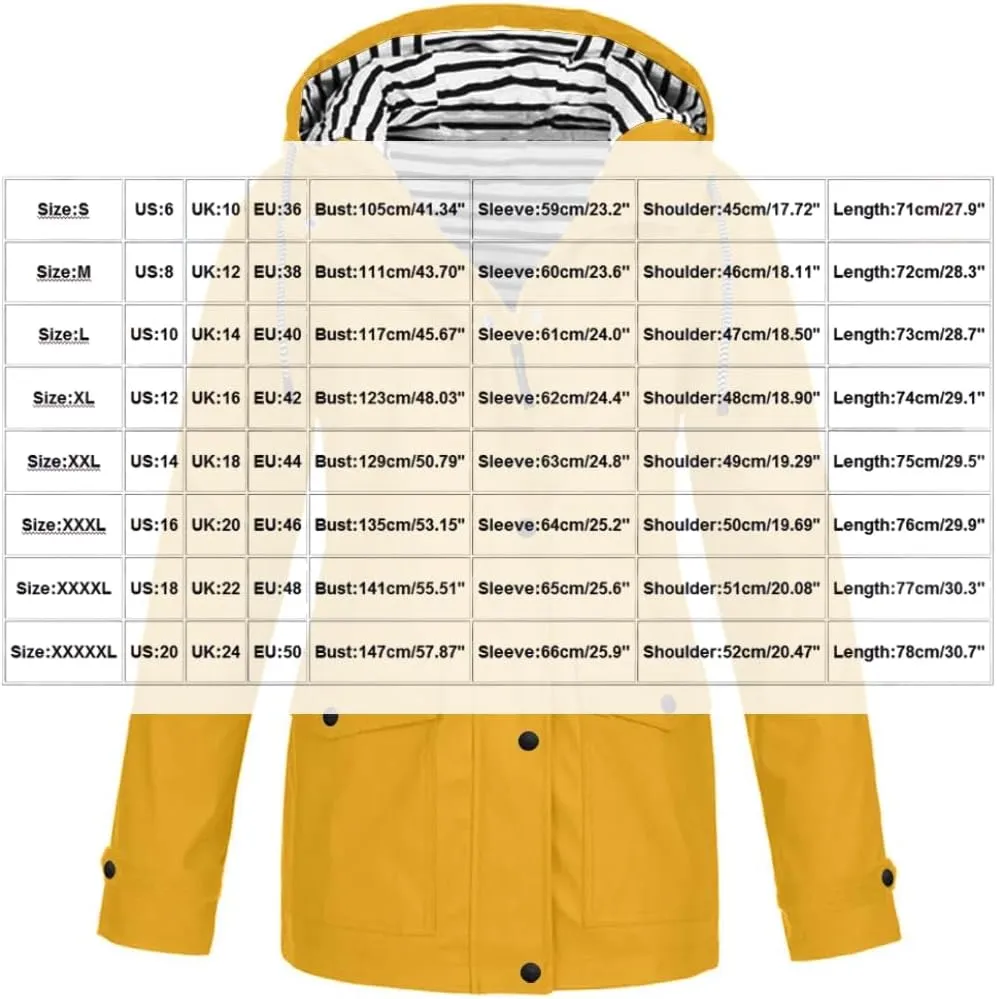 Windbreaker Jacket Women Plus Size Button Down Waterproof Raincoat With Hood Outdoor Travel Hiking Long Trench Coat