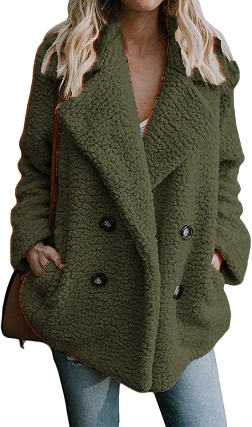Womens Faux Fur Winter Coats Sherpa Fleece Jacket Teddy Coat for Women Button Down Shearling Oversized Shacket Jackets