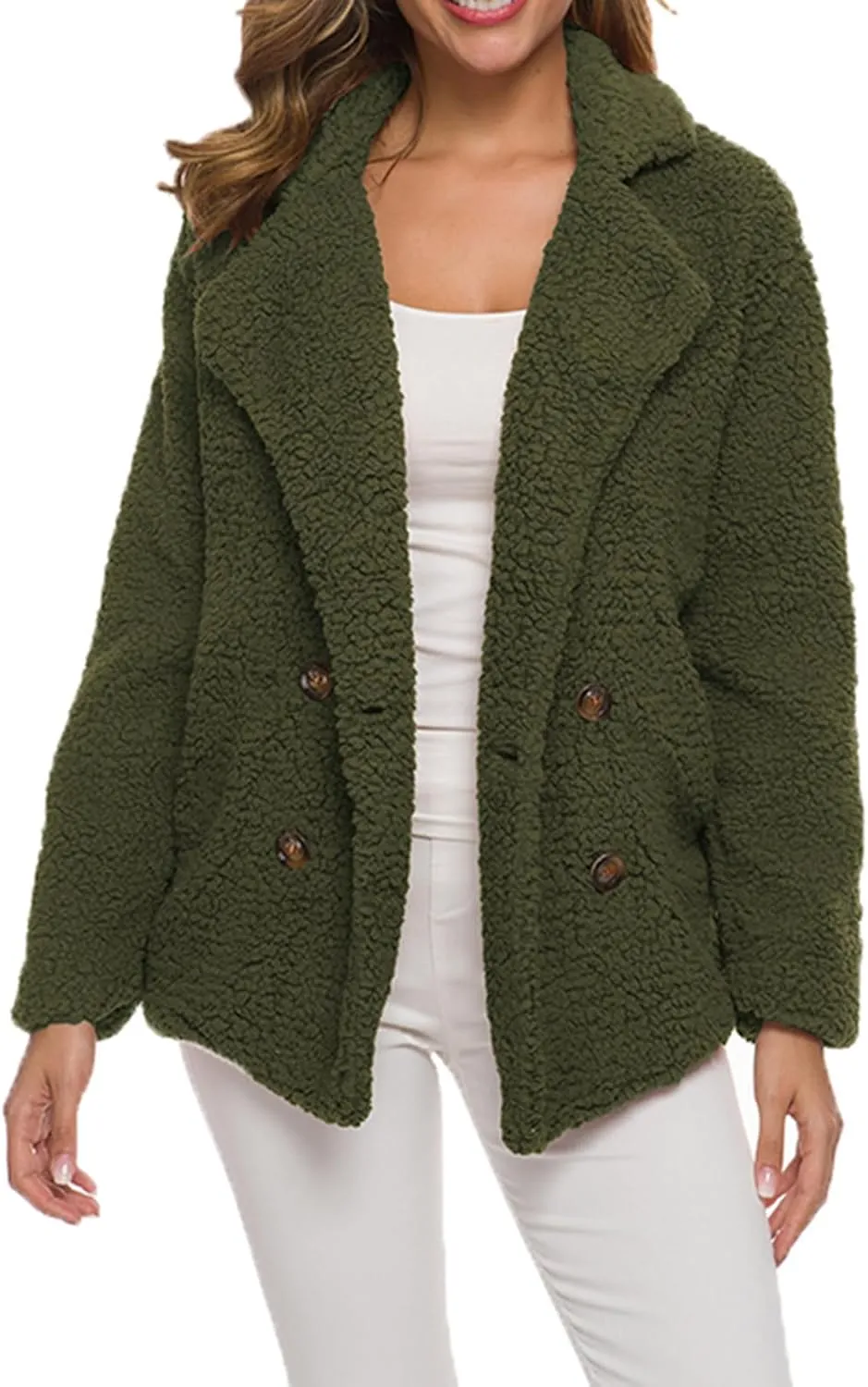 Womens Faux Fur Winter Coats Sherpa Fleece Jacket Teddy Coat for Women Button Down Shearling Oversized Shacket Jackets