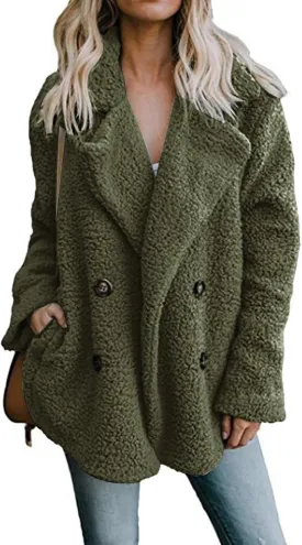 Womens Faux Fur Winter Coats Sherpa Fleece Jacket Teddy Coat for Women Button Down Shearling Oversized Shacket Jackets