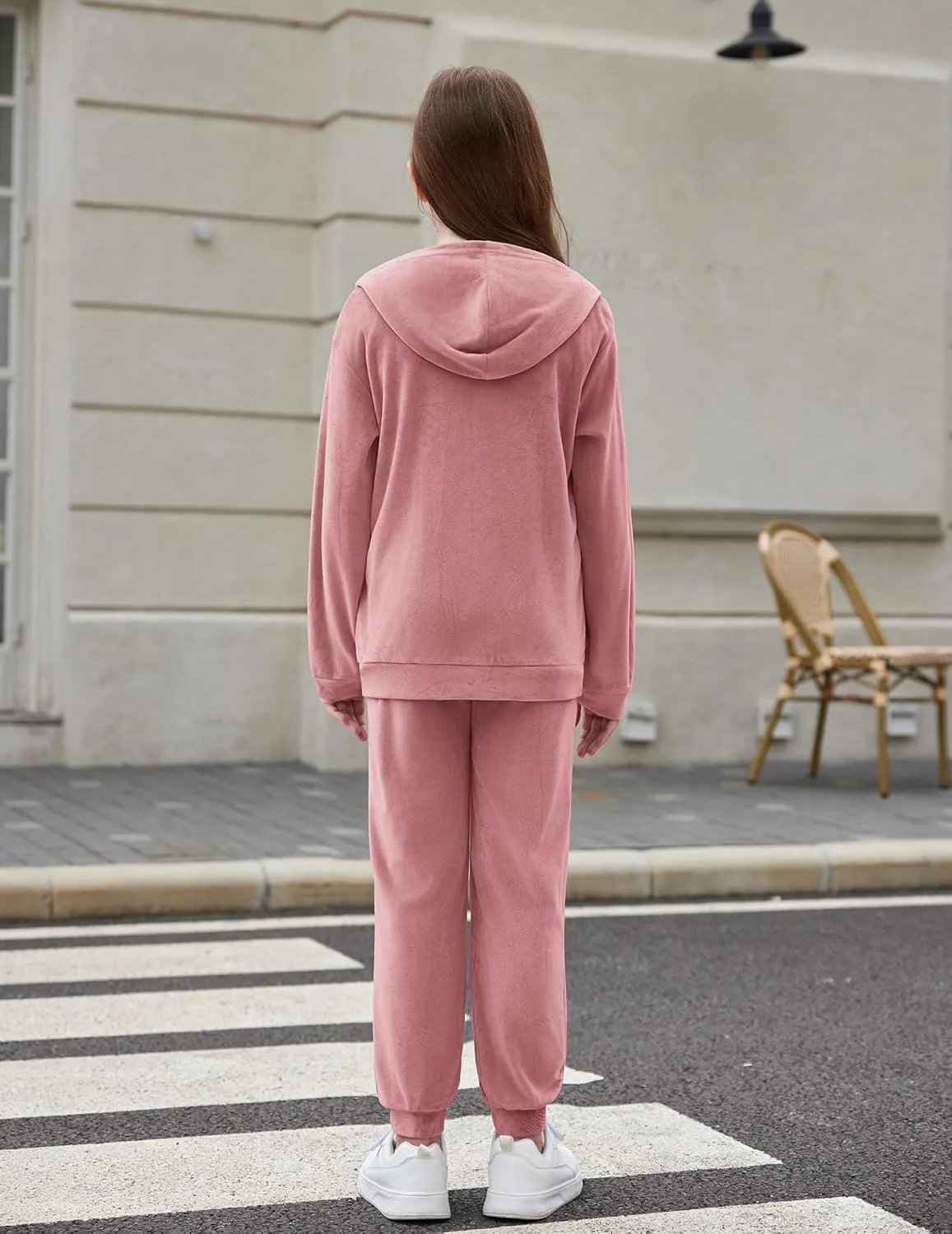 Zaclotre Girls Velour Tracksuits 2 Piece Outfits Zip Up Hoodie and Jogger Sweatpant Sweatsuits Athletic Clothing Sets