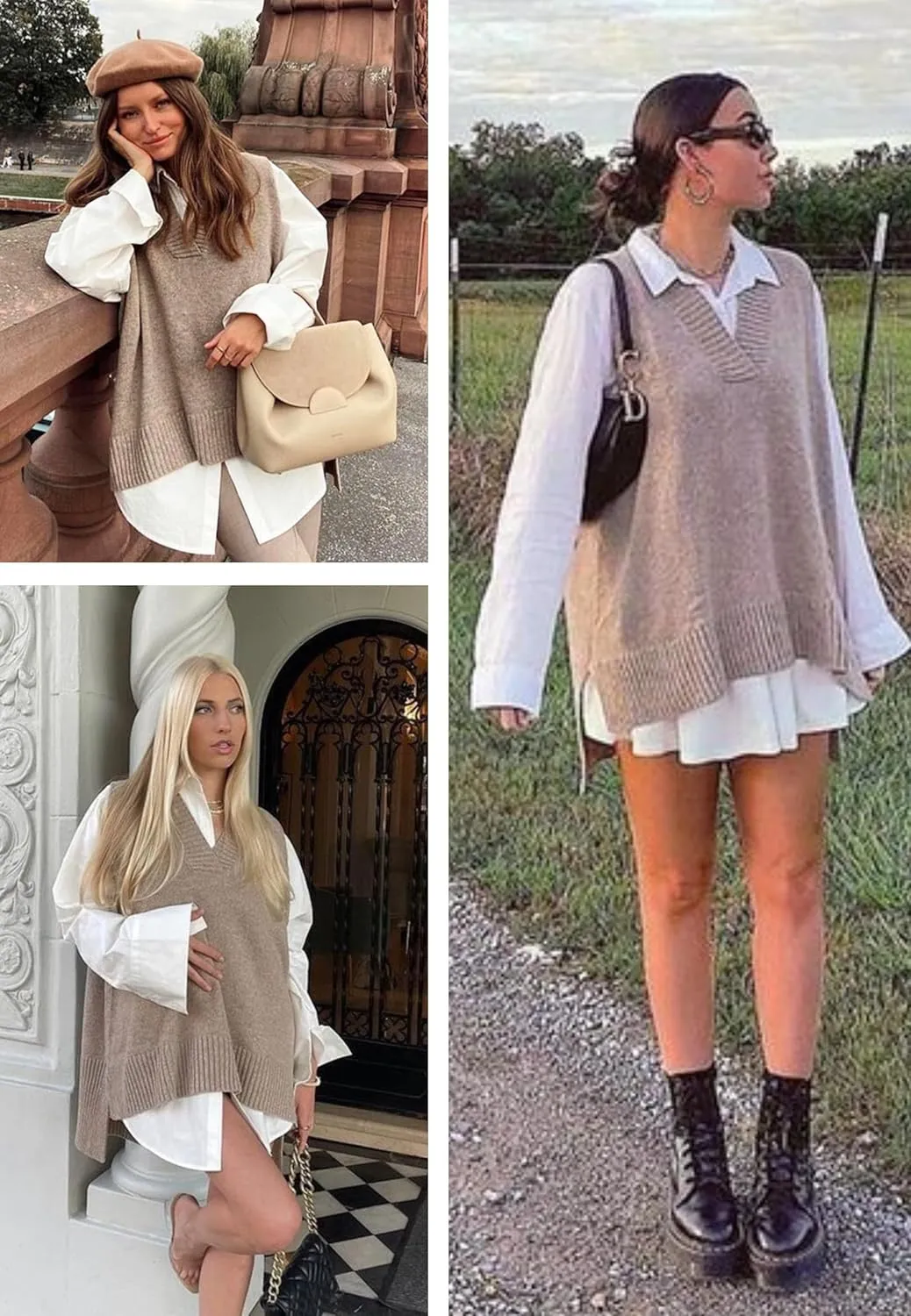 Zeagoo Sweater Vest Women Sleeveless V Neck Oversized Pullover Knitted Tops 2024 Fall Outfits