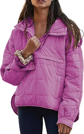 ZWRXW Womens Quilted Jacket Fall 2023 Lightweight Long Sleeve Casual Loose Button/Zipper Winter Coats Outwear with Pocket