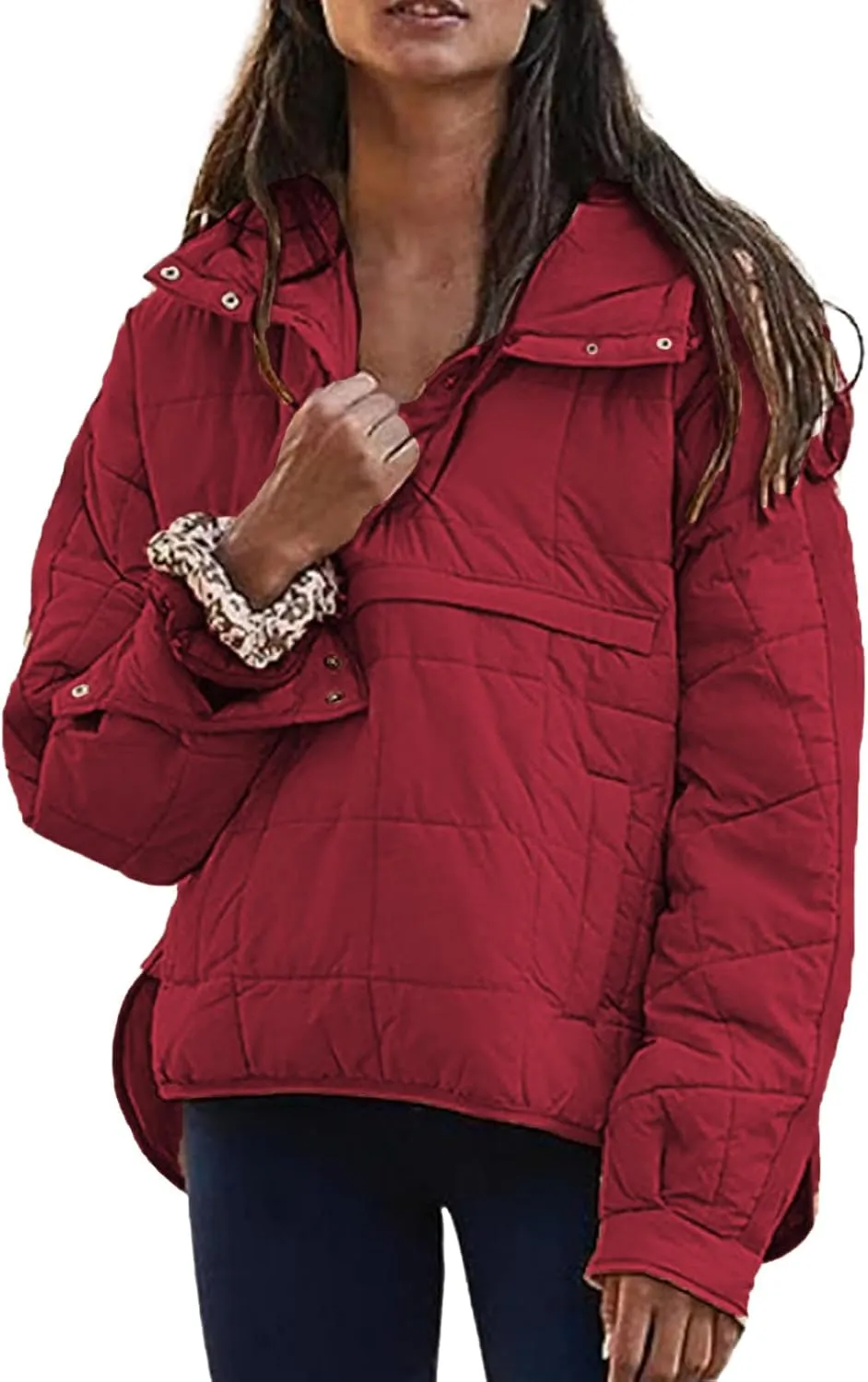 ZWRXW Womens Quilted Jacket Fall 2023 Lightweight Long Sleeve Casual Loose Button/Zipper Winter Coats Outwear with Pocket
